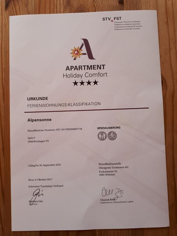 Alpensonne Apartment Reckingen Bagian luar foto